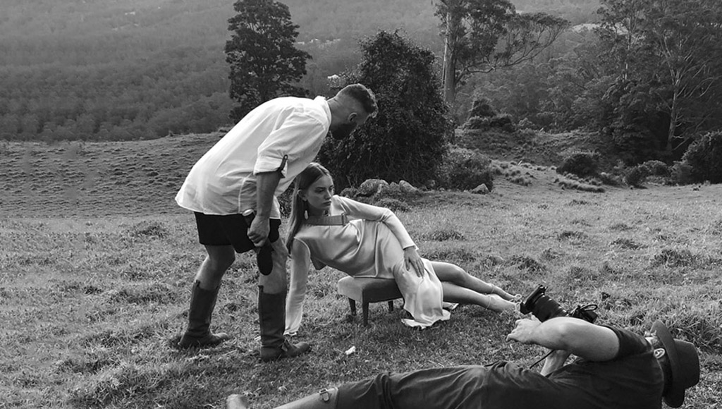Hair & Makeup artist, model and photographer on campaign shoot for Marie Claire, Kangaroo Valley