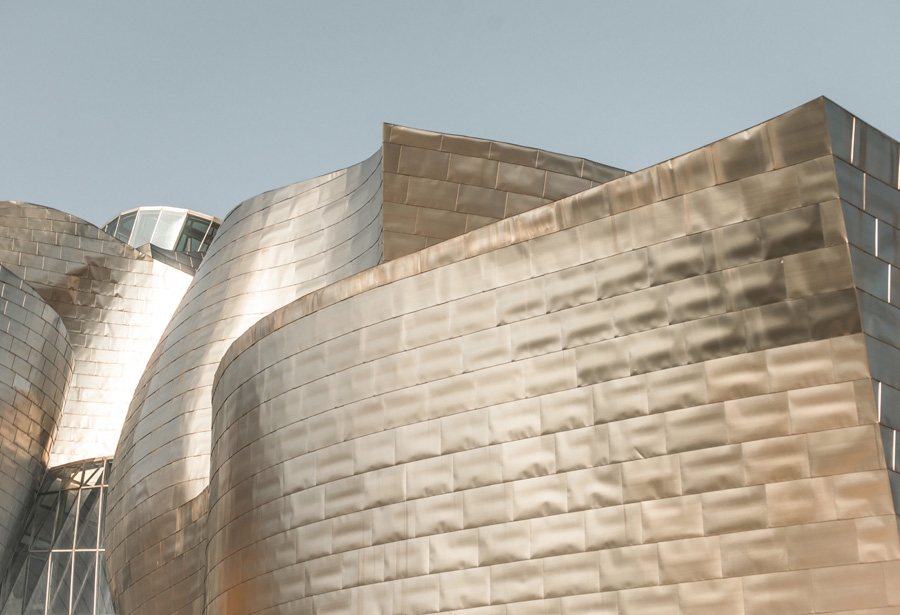 Blue skies over Guggenheim Bilbao, virtual gallery exibits by Slava Kuzminsky